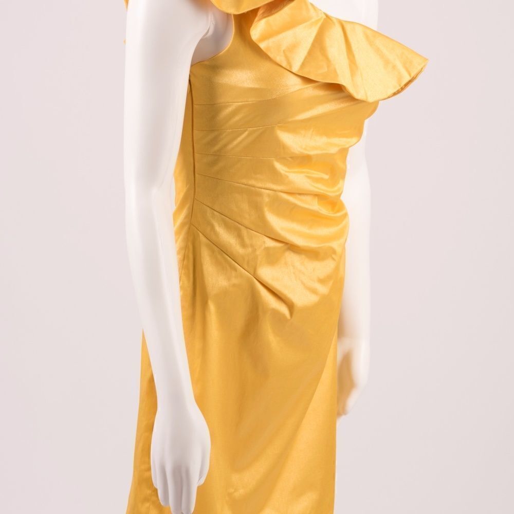 NWT SHELLI SEGAL ONE SHOULDER YELLOW DRESS SZ 6 - Picture 7 of 8